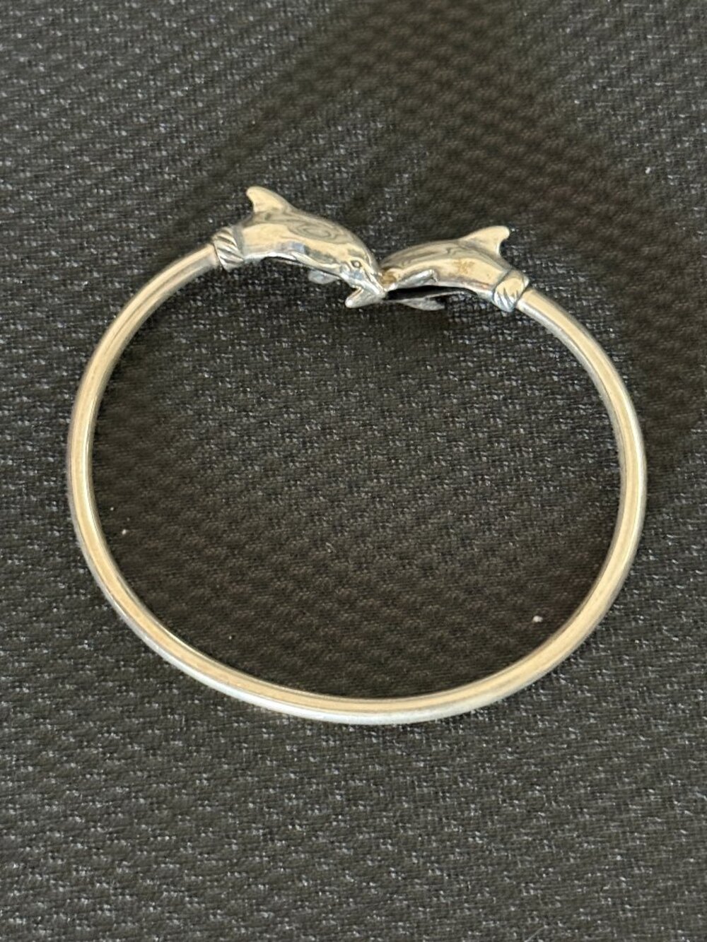Vintage Sterling Silver 925 Double Dolphin Bypass Bangle Cuff Bracelet